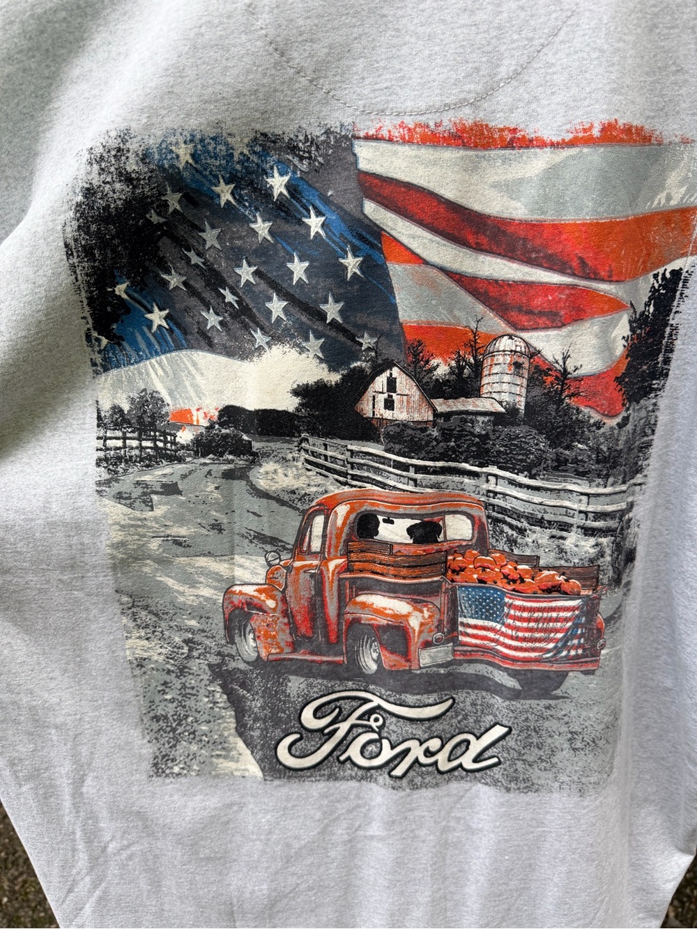Ford Light Gray Long Sleeve Logo Tee